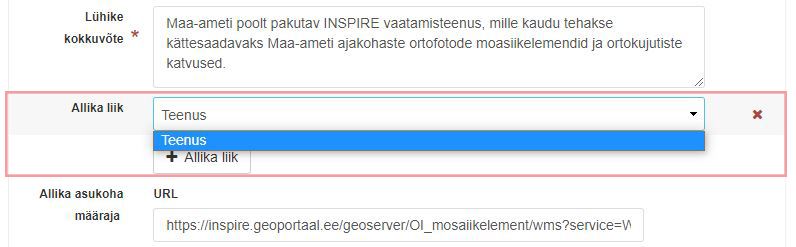 Allika liigi valimine