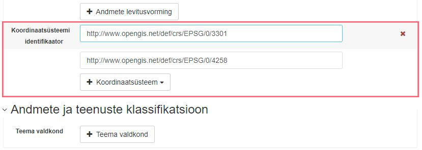 Koordinaatsüsteemi lisamine