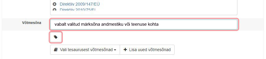 Muu võtmesõna lisamine