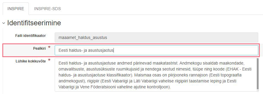 Pealkirja lisamine