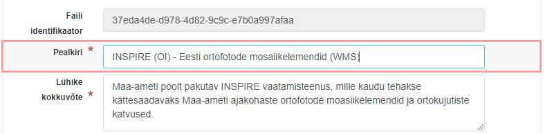 Pealkirja lisamine