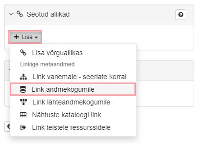 Lisa link andmekogumile