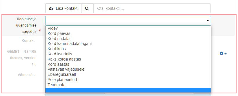 Andmekogumi uuenemissageduse määramine
